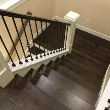 oak stair package – dark brown treads – white risers